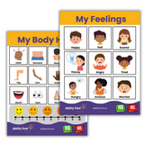 'My Feelings' & 'My Body Hurts' Laminated Communication Board Set